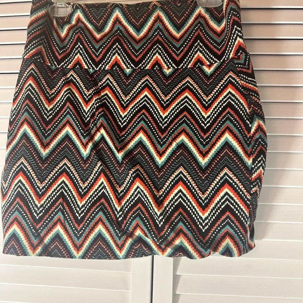 Lily Rose Mini Skirt XL Tribal BodyCon  Boho Chic Pencil Folded Waist Stretchy